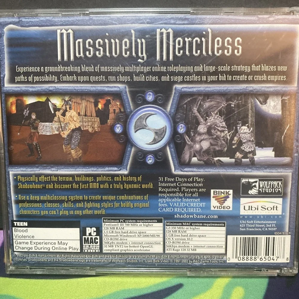 Shadowbane PC 2003 Game Windows Cracked Jewel Case